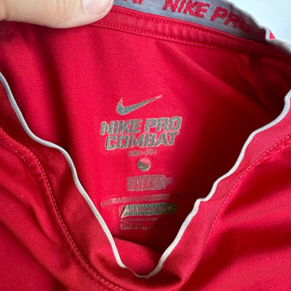 Nike Pro Combat Red Drifit Fitted Tee - Men's Large - Picture 7 of 9